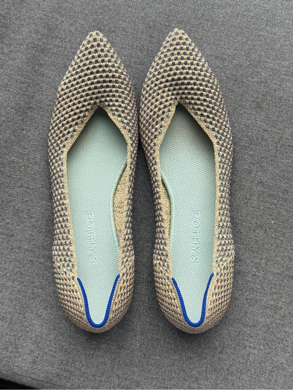 Rothy's Pointed Toe Knit Flats in Sand Multi - Women's
